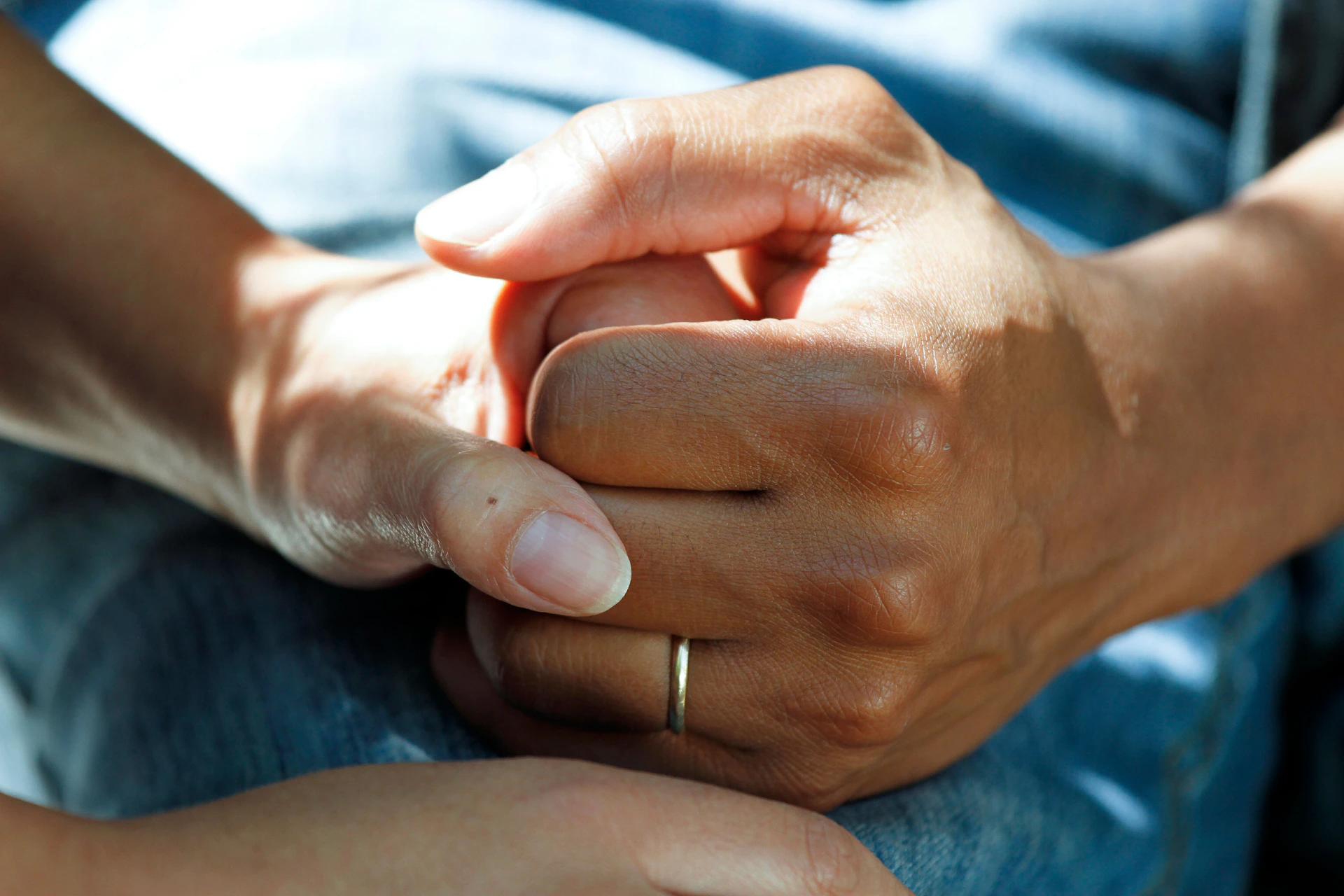 Holding hands for comfort